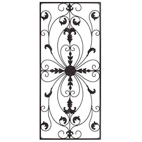 gb Home Collection Metal Wall Decor, Decorative Victorian Style Hanging Art, Steel Decor, Rectangular Design, 19.7 x 44 Inches, Espresso Brown