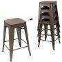 Devoko Metal Bar Stool 24 Indoor Outdoor Stackable Barstools Modern Industrial Vintage Gun Counter Wood Top Bar Stools Set of 4 (Gun)