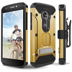 Moto E5 Plus / E5 Supra Case, Evocel [Explorer Series Pro] Premium Full Body Case with Glass Screen Protector, Belt Clip, Metal Kickstand for Motorola Moto E5 Supra/Moto E5 Plus, Gold