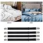 GOODTIMES Bed Sheet Fasteners Suspenders Straps Adjustable Fitted Sheet Bed Clips Grippers Mattress Pad Cover Corner Holders Bands, 4pcs / Set (Long Style) (Black, 8 Pieces- 2 Set)