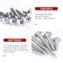 Hilitchi 240 Pcs #8 304 Stainless Steel Phillips Truss Head Self Tapping Sheet Metal Screws Assortment Kit Set