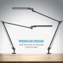 BYB E476 Metal Architect LED Desk Lamp, Swing Arm Task Lamp with Clamp, Eye-Care Drafting Table Lamp, Dimmable Office Light, 4 Color Modes, 6 Brightness Levels, Touch Control, Memory Function, Black