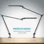 BYB E476 Metal Architect LED Desk Lamp, Swing Arm Task Lamp with Clamp, Eye-Care Drafting Table Lamp, Dimmable Office Light, 4 Color Modes, 6 Brightness Levels, Touch Control, Memory Function, Black