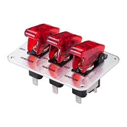 JIANFA Toggle Switch,Dc 12v Metal wire drawing face plate Car Toggle Switch with LED Indicator For For Racing Sport Competitive Car (RED)