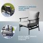 Festival Depot 2 of Outdoor Patio Bistro Dining Chairs with Cushions Set Premium Fabric Metal Frame Furniture Set Garden Dining Seating Chair Thick & Soft Cushions (Grey)