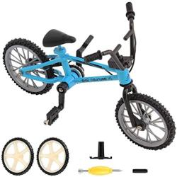 BMX Finger Bike Series 12, Cool Boy Toy Creative Game Toy Set , Replica Bike with Real Metal Frame, Graphics, and Moveable Parts for Flick Tricks, Flares, Grinds, and Finger Bike Games (Blue)