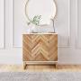 Nathan James Enloe Modern Storage, Free Standing Accent Cabinet with Doors in a Rustic Fir Wood Finish Powder-coated Metal Base for Hallway, Entryway or Living Room, White/Gold