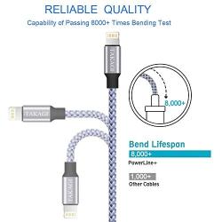 iPhone Charger, TAKAGI Lightning Cable 3PACK 6Ft Nylon Braided USB Charging Cable High Speed Data Sync Transfer Cord Compatible with iPhone 11/11 Pro Max/XS MAX/XR/XS/X/8/7/Plus/6S/6/SE/5S/5C/iPad