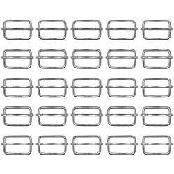 Craft County 25 Piece Pack 1 Inch Silver Adjustable Metal Tri-Glide Slide Buckle DIY, Webbing, Strapping, Leathercraft