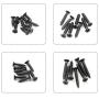 XLX 650PCS 13 Kinds M2 M2.3 M3 Black Sunk Head Self Tapping Screw Black Oxide Stainless Flat Cross Recessed Pan Head Screw Assortment Kit