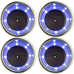 4PCS Stainless Steel 12V 8 LED Blue Light Insert Cup Drink Holder for Marine Boat Car Truck Camper RV with Drain