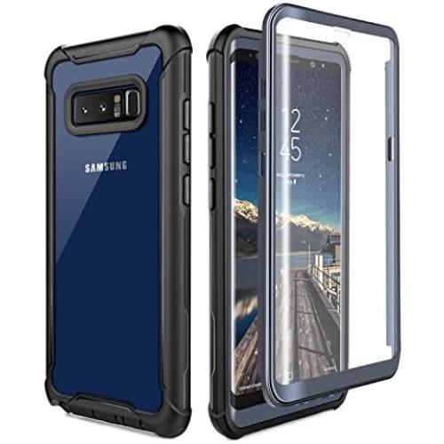 Samsung Galaxy Note 8 Cell Phone Case - Ultra Thin Clear Cover with Built-in Anti-Scratch Screen Protector, Full Body Protective Shock Drop Proof Impact Resist Extreme Durable Case, Black/Grey