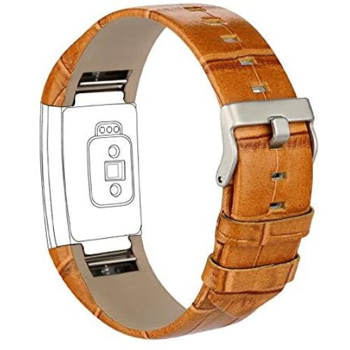 iGK Leather Replacement Bands Compatible for Fitbit Charge 2, Genuine Leather Wristbands