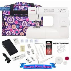 Janome HD3000 Sewing Machine Bundle with Purple Tote, Janome bobbins and Needles