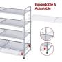 Simple Trending 4-Tier Stackable Shoe Rack, Expandable & Adjustable Shoe Shelf Storage Organizer, Metal Mesh, Silver