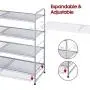 Simple Trending 4-Tier Stackable Shoe Rack, Expandable & Adjustable Shoe Shelf Storage Organizer, Metal Mesh, Silver Simple Trending 4-Tier Stackable Shoe Rack, Expandable & Adjustable Shoe Shelf Storage Organizer, Metal Mesh, Silver