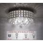 Kira Home Gemma 15'' Modern Chic 4-Light Crystal Flush Mount Chandelier + Round Metal Shade, Dimmable, Brushed Nickel Finish