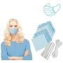 Cotton Craft Fabric Bundle Patchwork Squares Quilting Sewing DIY Face Cloth Mask Cover Scrapbooking Artcraft Different Pattern 7 Pieces/Pack w/10 x Face Cover Metal Wire/6M Mask Elastic Rope Blue