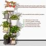 Moutik Garden Display Planter Stand:Metal Rack 6 Tier 7 Potted Multiple Shelving Unit Pot Hold Living Room Plant Stand for Patio Garden Balcony Standing Indoor Outdoor Bronze