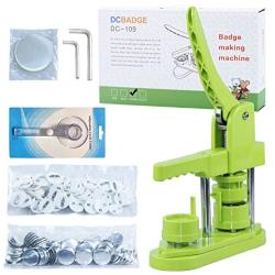 MK.Bear Installation-Free Button Badge Maker Machine 32mm (1¼ in) DIY Gift, Pin Button Maker Press Badge Punch Press with Free 500pcs Button Parts & 100pcs Pictures &Adjustable Circle Cutter(Green)