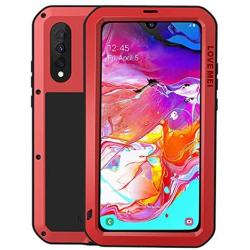 Simicoo Samsung A30S Military Metal Bumper Silicone Case Full Body Cover Built-in Gorilla Glass Heavy Duty Hybrid Shockproof Armor Impact Rugged Tough Case for Galaxy A30S (A30S, Red)