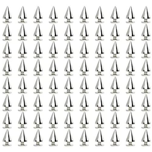 Sutemribor 200 Pieces 7mmx9.5mm Silver Bullet Cone Spike and Stud Metal Screw Back for DIY Leather Crafts