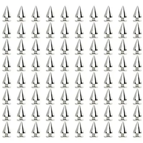 Sutemribor 200 Pieces 7mmx9.5mm Silver Bullet Cone Spike and Stud Metal Screw Back for DIY Leather Crafts