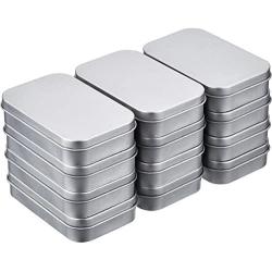 Hotop 12 Pack 3.75 by 2.45 by 0.8 Inch Silver Metal Rectangular Empty Hinged Tins Box Containers with Lids Mini Portable Box Small Storage Kit, Home Organizer