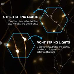 Vont Starry Fairy Lights, String Lights, 66FT, 200 LEDs, Bedroom Decor, Wall Decor, USB Powered, Bendable Copper Twinkle Lights, Indoor Outdoor Use, Lighting for Wall, Patio,Tapestry