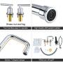 WOWOW Widespread Bathroom Faucet Chrome 8 inch Bathroom Sink Faucet Adjustable 3 Pieces Basin Faucets 360° Swivel Spout Modern Lavatory Faucet Vanity Faucets Water Supply Lines Quick Install Pipe
