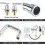 WOWOW Widespread Bathroom Faucet Chrome 8 inch Bathroom Sink Faucet Adjustable 3 Pieces Basin Faucets 360° Swivel Spout Modern Lavatory Faucet Vanity Faucets Water Supply Lines Quick Install Pipe