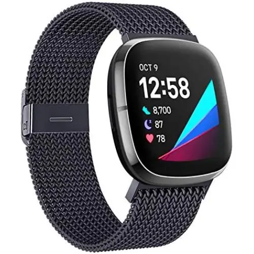 HAPAW Metal Bands Compatible with Fitbit Sense/Versa 3, Breathable Stainless Steel Replacement Sport Bracelet Strap Wristbands Women Men Accessories with Magnet Lock for Sense Advanced Smartwatch HAPAW Metal Bands Compatible with Fitbit Sense/Versa 3, Breathable Stainless Steel Replacement Sport Bracelet Strap Wristbands Women Men Accessories with Magnet Lock for Sense Advanced Smartwatch