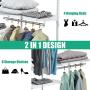 Tangkula 4 to 6 FT Custom Closet System, Wall Mounted Closet Maid with Hanging Rod, Metal Hanging Storage Organizer Rack Wardrobe with Shelves, Adjustable Closet System Kit for Bedroom