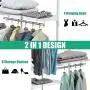 Tangkula 4 to 6 FT Custom Closet System, Wall Mounted Closet Maid with Hanging Rod, Metal Hanging Storage Organizer Rack Wardrobe with Shelves, Adjustable Closet System Kit for Bedroom