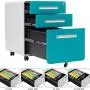 AUTSCA 3 Drawer Mobile Filing Cabinet Office Drawers Vertical File Cabinet with Lock, Legal/Letter/A4 Files, Fully Assembled Except Wheels, Blue AUTSCA 3 Drawer Mobile Filing Cabinet Office Drawers Vertical File Cabinet with Lock, Legal/Letter/A4 Files, Fully Assembled Except Wheels, Blue