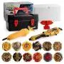 Mitfun Metal Fusion Battling Top Burst Launcher Grip Set Storage Box Top Burst Gyros 4D with Launcher Burst Toys for Children