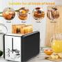 Toasters 2 Slice Best Rated Prime, whall Stainless Steel,Bagel Toaster - 6 Bread Shade Settings,Bagel/Defrost/Cancel Function,1.5in Wide Slots,Removable Crumb Tray,for Various Bread Types (850W) (Black)