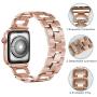 PUGO TOP Compatible with Apple Watch Band 40mm Series 6 5 4 Iwatch IPhone Watch Bracelet Band Stainless Steel Metal Bling with Rhinestones (38mm/40mm, Series 5/4 Aluminum Case Gold)