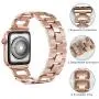 PUGO TOP Compatible with Apple Watch Band 40mm Series 6 5 4 Iwatch IPhone Watch Bracelet Band Stainless Steel Metal Bling with Rhinestones (38mm/40mm, Series 5/4 Aluminum Case Gold)
