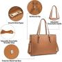Laptop Bag for Women Waterproof Lightweight Leather 15.6 Inch Computer Tote Bag Business Office Briefcase Large Capacity Handbag Shoulder Bag Professional Office Work Bag Brown
