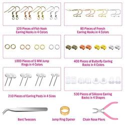 Earring Making Kit, Shynek 2343pcs Earring Making Supplies with Earring Hooks, Jump Rings, Earring Posts, Earring Backs and Jewelry Pliers Tools for Polymer Clay Earrings Making and Jewelry Repair