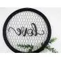Parisloft Love Round Metal Wall Hanging Art Sign Word Love on Chicken Wire Round Framed and with Fabric Flower 12.2 x 12.2 x 1.4 Inches Black (Love) Parisloft Love Round Metal Wall Hanging Art Sign Word Love on Chicken Wire Round Framed and with Fabric Flower 12.2 x 12.2 x 1.4 Inches Black (Love)