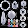 Augshy 98 Pieces Silicone Casting Resin Jewelry Molds and Tools Set with a Black Storage Bag for DIY Jewelry Craft Making