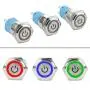 XLX 3 Sets 16mm 5 Pin Metal Momentary Latching Push Button Switch 1NO 1NC Self-Locking 12V DC On Off Stainless Steel Flat Head Waterproof LED Ring Illuminated Switch with Wire Socket Plug