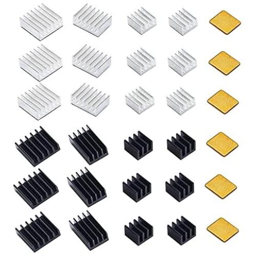 30 Pcs Raspberry Pi 4 Heatsink, MazerPi Raspberry Pi Heatsink Set Aluminum Heatsink with 3M 8810 Thermal Pad Copper Heatsink for Raspberry Pi 4 Model B/ 3B+/ 3B/ 2B