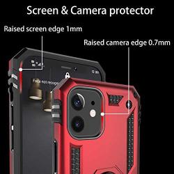 Profer Compatible with iPhone 12 Mini case[5.4 inch] with Stand Magnetic Ring Kickstand Bumper Shockproof Armor Heavy Duty Military Grade Hard Phone Protective Case Red