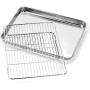 Baking sheets and Rack Set, Zacfton Cookie pan with Nonstick Cooling Rack & Cookie sheets Rectangle Size 12.5 x 10 x 1 inch,Stainless Steel & Non Toxic & Healthy,Superior Mirror Finish & Easy Clean