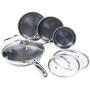 HexClad Hybrid Non-Stick Cookware | 7 Piece Set with Lids and Wok | Metal Utensil Safe, Induction Ready & PFOA-Free | Non-Stick & Stainless Steal Construction