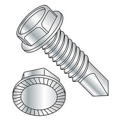 Small Parts 141607KWSMS Steel Self-Drilling Screw, Zinc Plated Finish, Serrated Hex Washer Head, Hex Drive, #2 Drill Point, 1/4''-20 Thread Size, 1'' Length (Pack of 50)