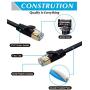 Cat7 Ethernet Cable, 50 Ft Network Cable for Xbox PS4, High Speed Flat Internet Cord with Clips Rj45 Snagless Connector Fast Computer LAN Wire for Gaming,Ethernet Switch, Modem, Router, Coupler, Black